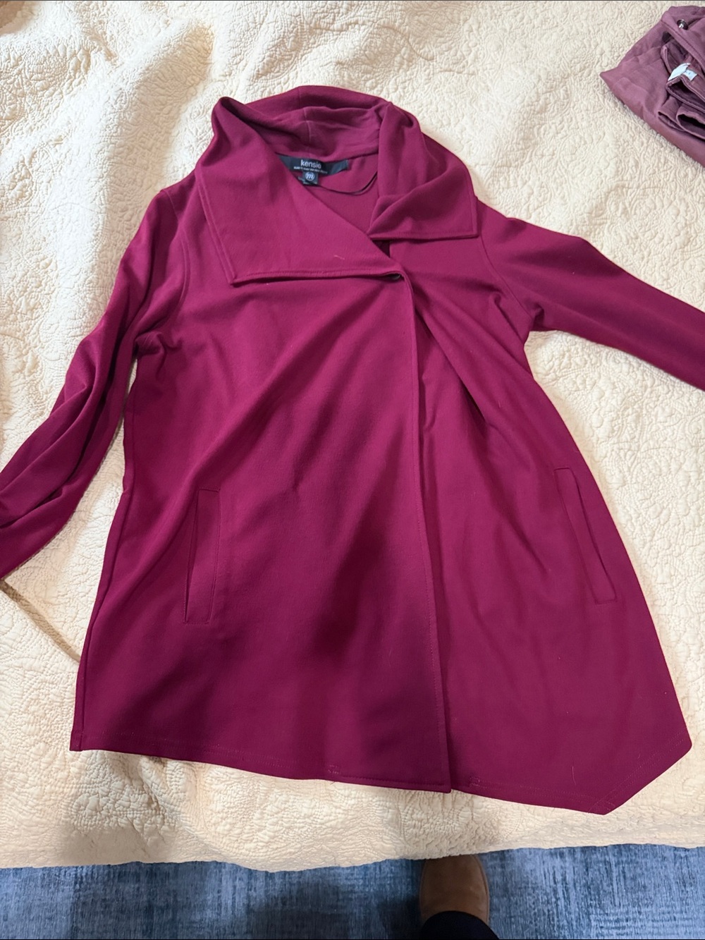 kenzie Plum Open-Front Draped Long Sleeve Jacket
